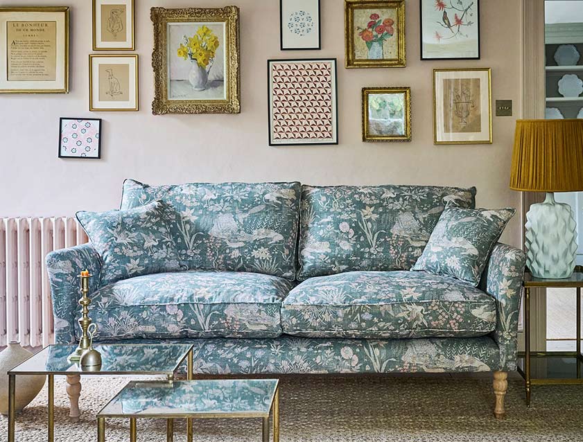 Brunel 3 seater sofa in Spill Resistant V&A Mughal Garden Safari Hunter